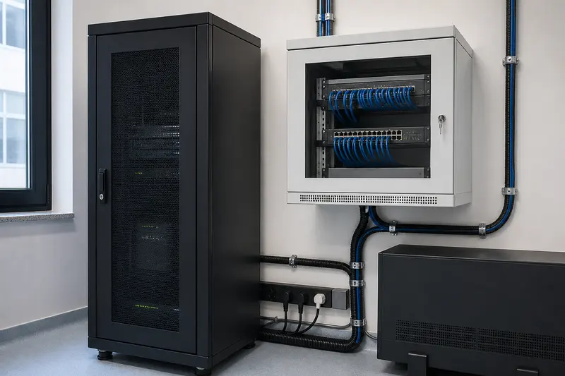 Secure local compute and isolated networking in a diagnostic clinic utility room.