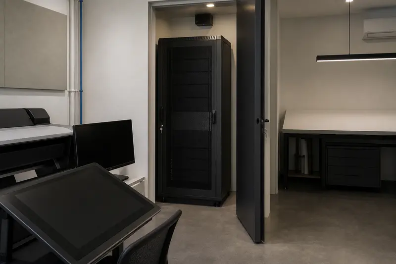Architecture-studio local file and collaboration rack.