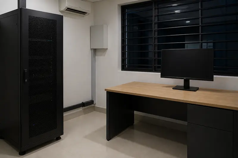 School local learning-platform rack.