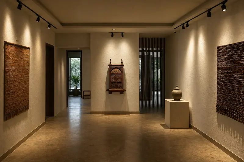 Gallery lighting demonstrates controlled accent, wall-wash and ambient beam layers.