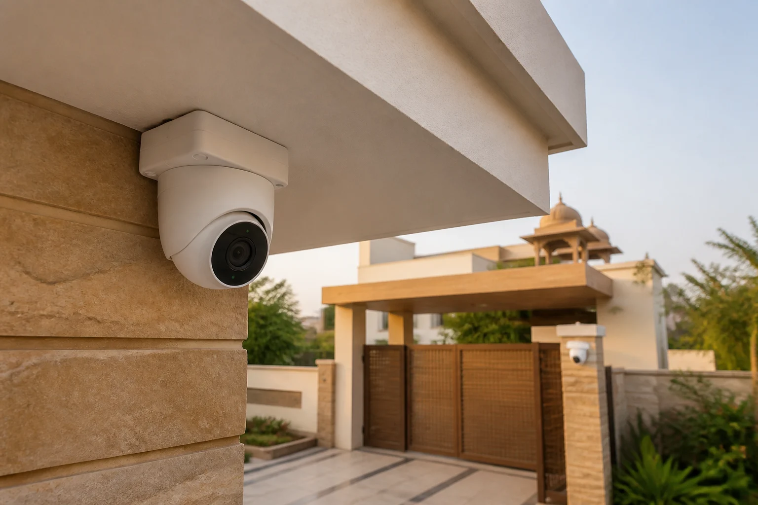 Illustrative CCTV coverage concept for a Jaipur villa entrance