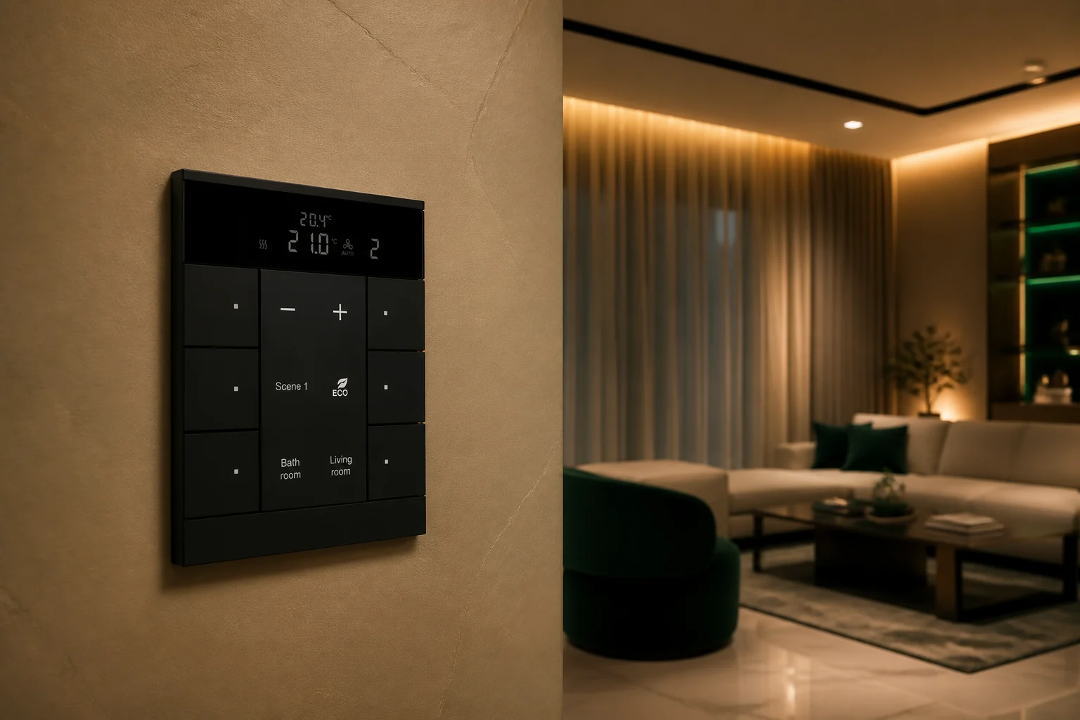 Illustrative wall-control concept for a Jaipur smart home