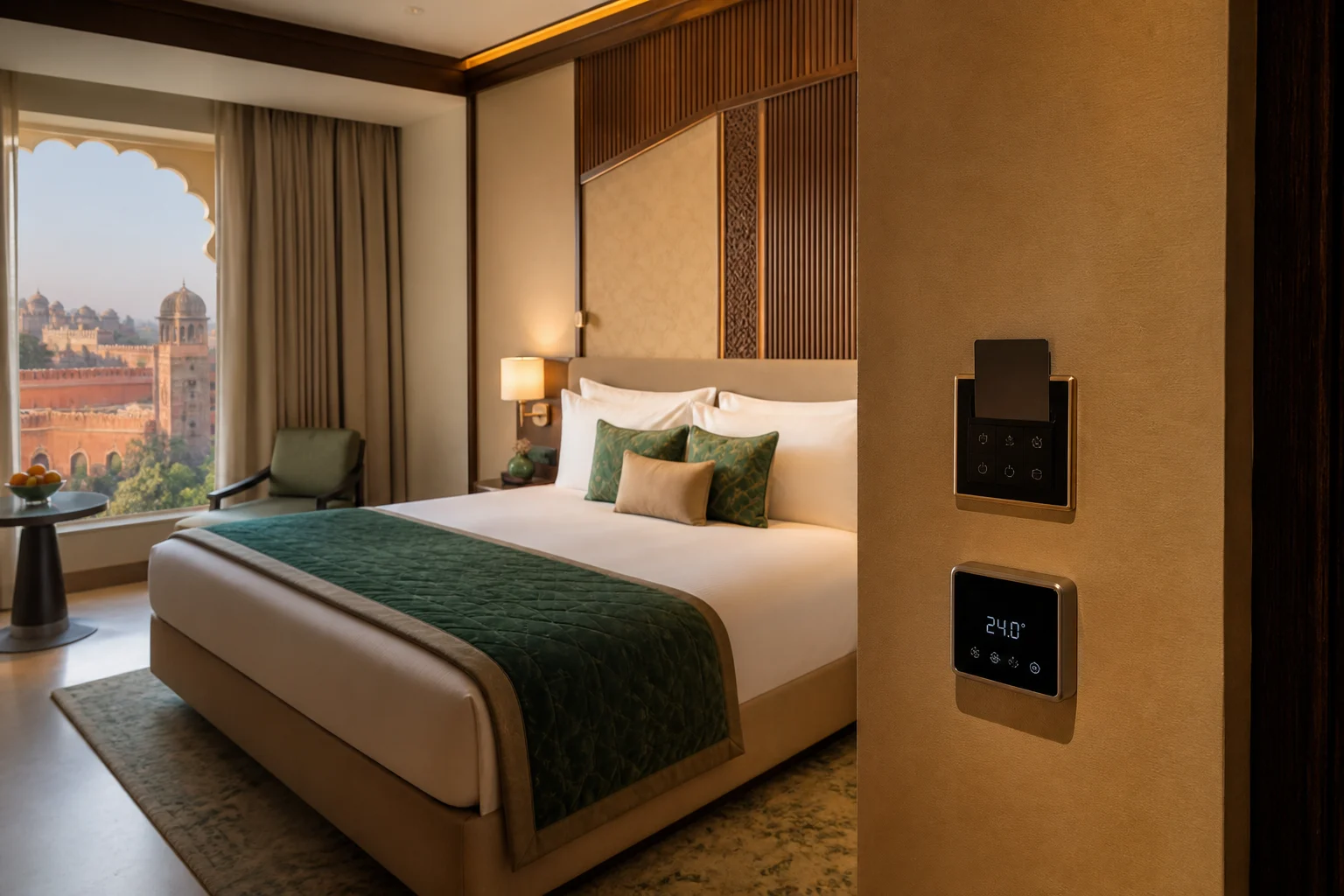 Illustrative Jaipur hotel guest-room automation concept
