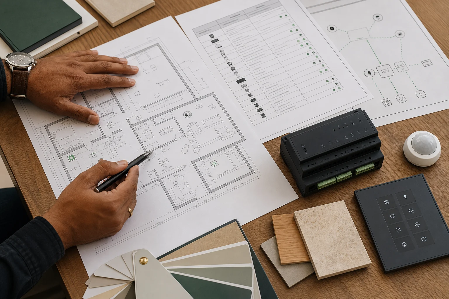 Illustrative smart-home design and coordination desk
